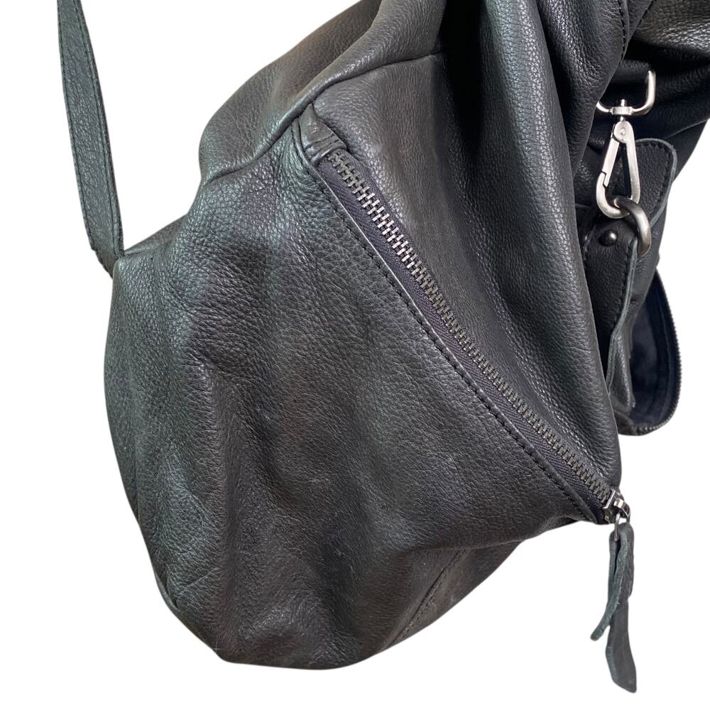 Free People Black Leather Roll-Top Backpack - Picture 6 of 16